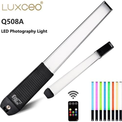 Luxceo Q508A RGB LED Video Light Wall Tube Photography Lamp Remote Control 8 Color 3000K-5750K Photo Lighting For Youtube