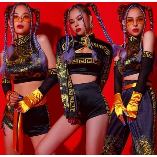 Modern Hip Hop Dance Costume Women Chinese Style Jazz Performance Clothing Adult Sexy Rave Outfit Singer Stage Costume BL5267