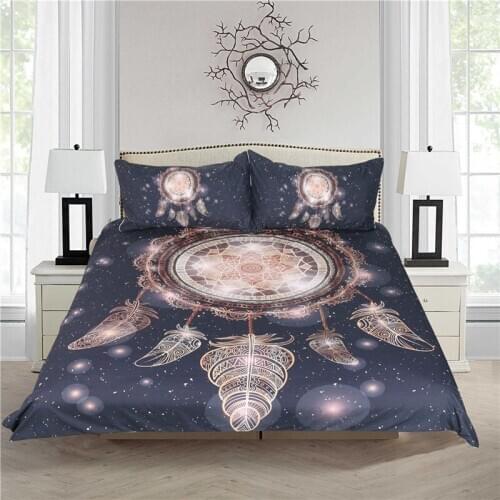 Golden dreamcatcher indian duvet cover set king queen full twin double single size bed linen set