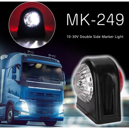 10-30V 2Pcs Plastic Car Truck LED Side Marker Light Rubber Double Side Indicator Lamps Red White for Trailer Lorry