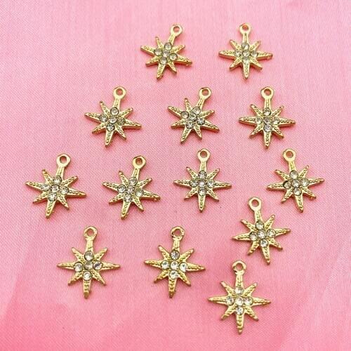 10Pcs Gold Color Rhinestone Star Charms DIY Jewelry Making Stars Earrings Jewellery Accessories Wholesale DIY Earrings Findings