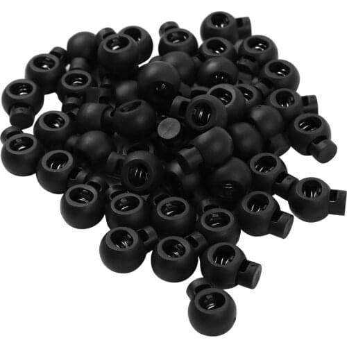 100Pcs Round Ball Rope Cord Locks Toggle Single Hole Spring Loaded Cord Locks Clip Ends Lanyard Stopper Sliding Fastener Buttons