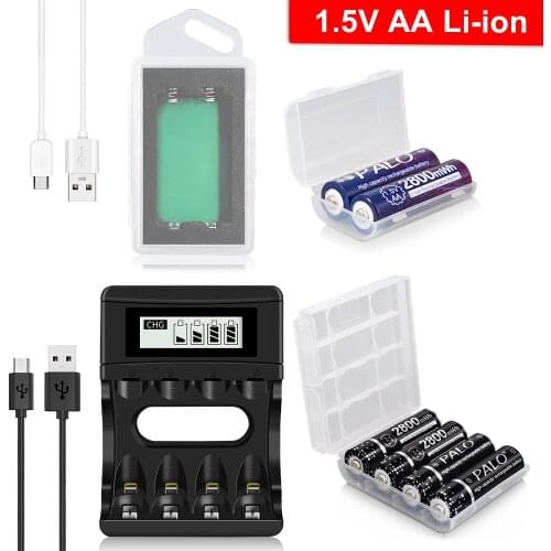 2800mwh 1.5V AA Rechargeable Battery Li-ion lithium Liion AA 2A Batteries for Toys Camera Flashlight and 1.5V Battery Charger