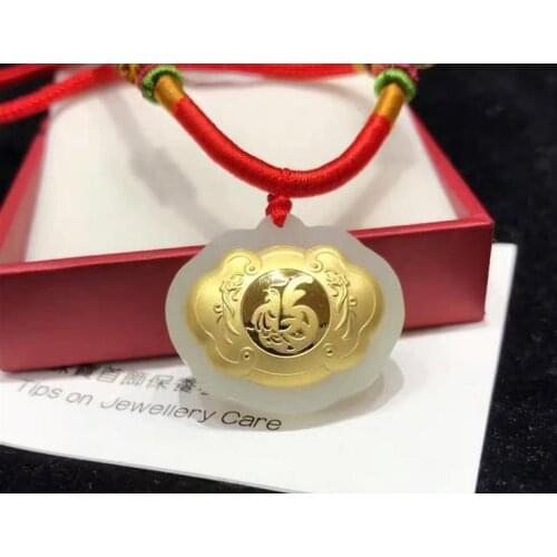 3D gold inlay and Tian Yu child rich pendantH41