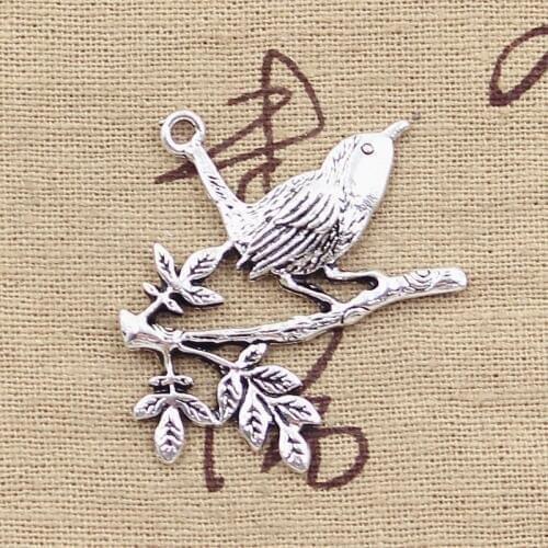 6pcs Charms Bird Standing Branch 35x42mm Antique Making Pendant fit,Vintage Tibetan Silver color,DIY Handmade Jewelry