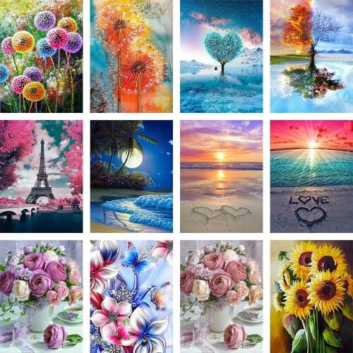 Diamond Painting Landscape 5d Diy Cat Head Rhinestone Art Painting Flower Cross Stitch Mosaic Set Home Decoration Sticker Crafts