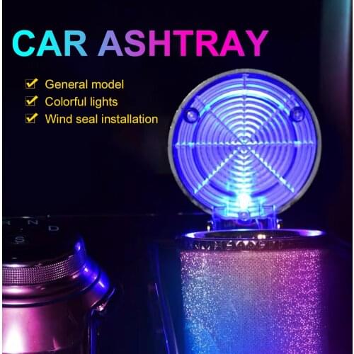 Car Ashtray with LED Light Airtight Lid Multifunctional Vehicle Cup Holder Air Vent Ashtray Trash Can Car Interior Decoration