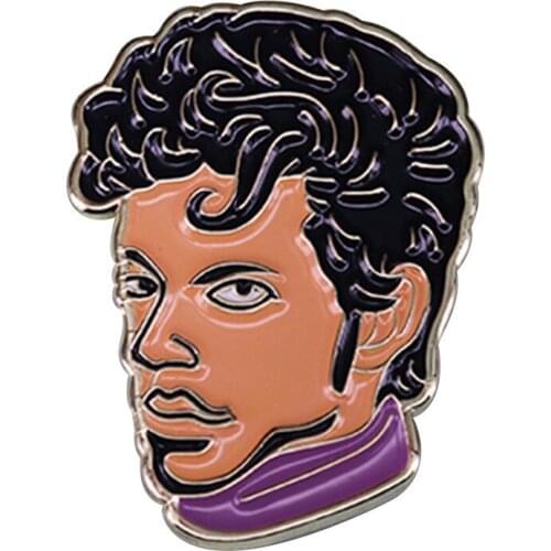 HOSENG Black Grey Color Metal Hiphop Rock Singer Prince Brooch Fashion Alloy Lapel Shirt Enamel Jewelry Pin HS_585