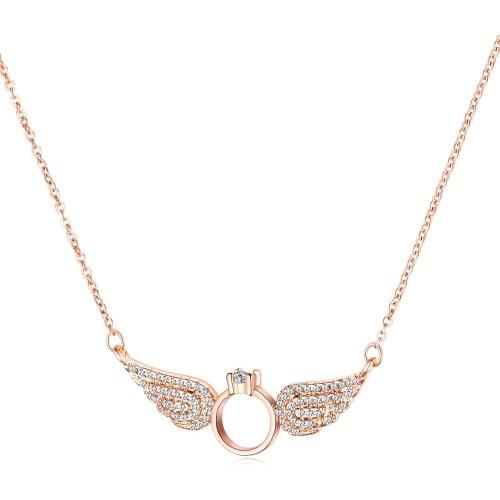 Cyue Fashion All-match Copper Gold-plated Angel Wings Zircon Pendant Angel Wings Female Necklace