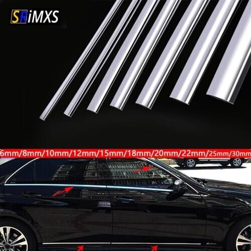 5M 13M Car Chrome Styling Decoration Moulding Trim Strip Tape Auto DIY Protective Sticker 6mm 8mm 10mm 12mm 15mm 20mm 30mm