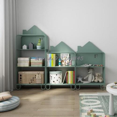 Childrens Bookshelf Storage Integrated Floor Small Baby Picture Book Rack Household Bedside Rack Iron Bookcase