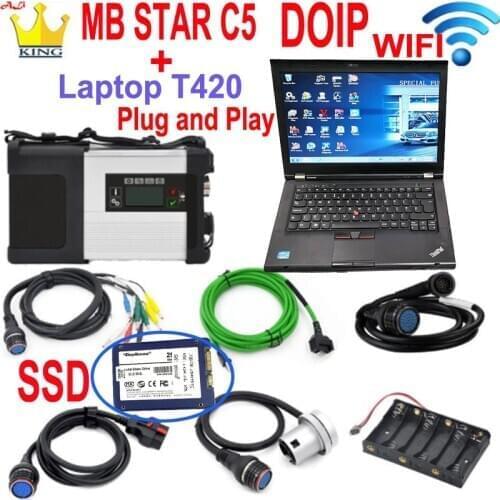 Mb Star C5 Doip 2021 SD Connect C5 with SSD software DOIP wifi function diagnostic tool mb star c5 vediamo/X/DSA/DTS Laptop T420