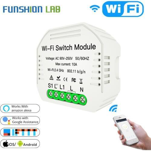2 Way Wifi Smart Light Switch Diy Relay Module Smart Life/Tuya APP Wireless Remote Control Works with Alexa Echo Google Home
