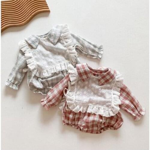 Baby Boys Girl Rompers Spring Autumn Baby Girl Newborn Rompers Clothes Baby Girl Long Sleeves Grid Rompers