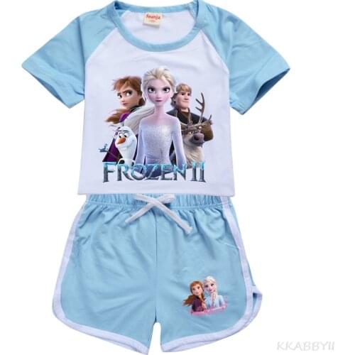 Frozen Childrens summer leisure suit T-shirt + shorts leisure sports suit toddler girl summer clothes baby boy clothing