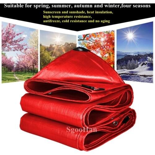 Red PE Rainproof Cloth Tarpaulin Outdoor Awning Sun Shade Sail Camping Boat Truck Canopy Ground Sheet Pet House Waterproof Cloth