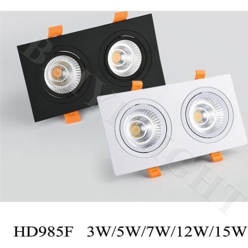 Free Shipping 7w12w20w30w Square double head spotlight cob embedded concealed ceiling ceiling grille lamp