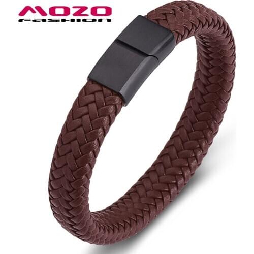 Fashion Bangle Wholesale Price Classic Genuine Leather Bracelet For Men Hand Charm Jewelry Braided Magnet Handmade Gift