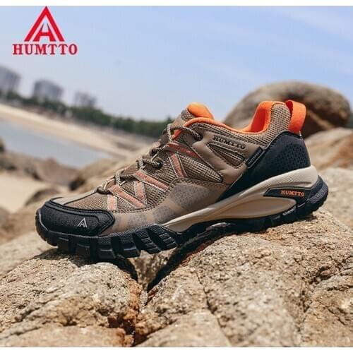 HUMTTO Mens Breathable Trekking Shoes Mountaineering Walking Boots Outdoor Hiking Shoes Women Mesh Sneakers Leather Hiking Boots