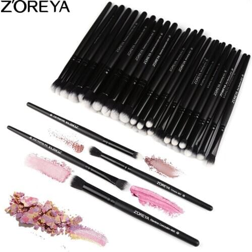 Zoreya zhuo er ya Black Classic 4 Artificial Fiber Black Wooden Handle Makeup Brush Set ZZ4