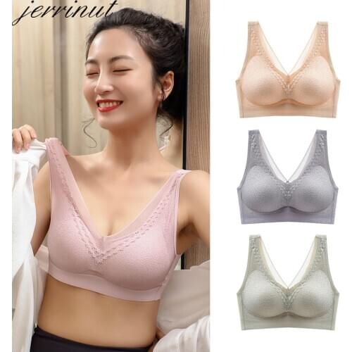 Jerrinut Plus Size Bras For Women Seamless Bra With Gathers Pad Comfortable Bralette Push Up Brassiere Bra Vest Wireless BH