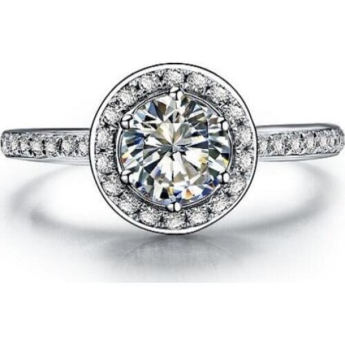 1Ct Test Positive Certified Genuine Moissanite Engagement Ring Pure 18K White Gold Best Anniversary Jewelry For Her