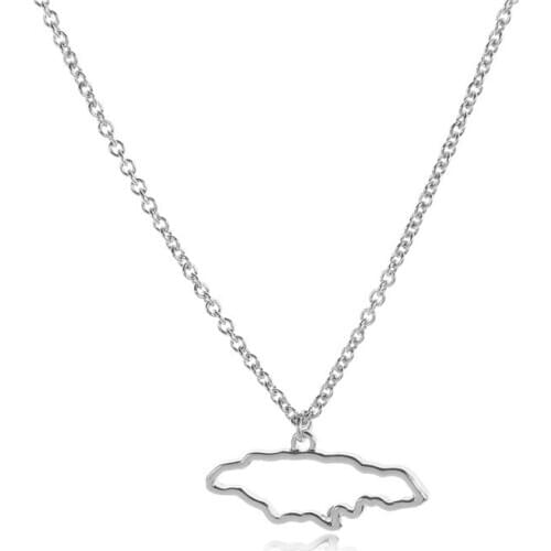 Small Caribbean Sea Island Jamaica Map Necklace Outline Country of Jamaican Continent Chain Necklaces for African Jewelry
