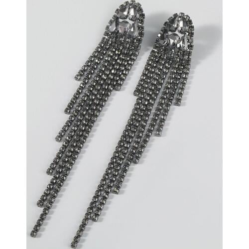 Pauli Manfi 2021 Fashion Metal Rhinestone Geometric Tassel Earrings Girl Popular Exaggerated Dangle Earrings Party Accessories