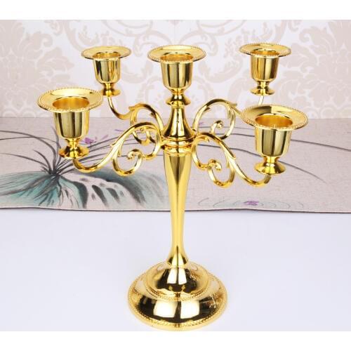 Silver/Gold/Bronze/Black 5-Arms Candle Holders Candlestick Stand For Wedding Portavelas Candelabra Wedding Candlestick