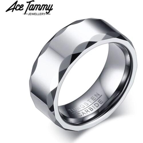 High Polished Tungsten Ring Comfort Fit 8mm Mens Hip-hop Rock Bands Jewelry Gifts Trendy Finger Ring Accessory