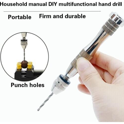 Precision Jewelry Craft Hand Pin Hole Drill Aluminum alloy hand drill Reamer Chuck Clamp 0.3-3.0mm Mini Hand Twist Drill