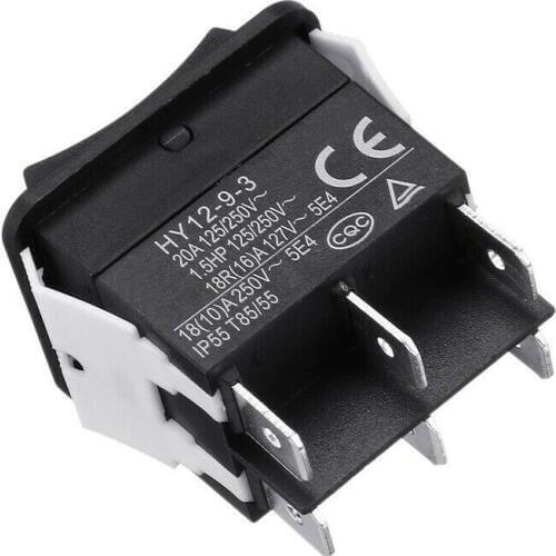 1pc HY12-9-3 6 Pins Industrial Electric Rocker Switch 125/250 V Push Button Switch ON-OFF-ON