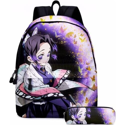 New Anime Demon Slayer Kimetsuno Yaiba Backpack Multi-pocket Boys&Girls School Bag For teenage Girls Mochila Mujer 2pcs/set