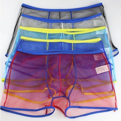 Hot Sale Sexy Men Child Mesh Boxers Transparent Boxer Shorts See Through Underwear 2019