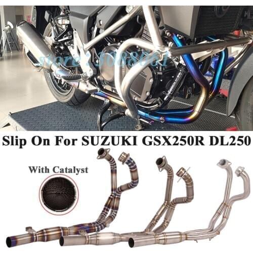 Titanium Alloy Slip on Motorcycle Exhaust Escape For SUZUKI GSX250R DL250 Modify Front Middle Link Pipe Catalyst Without Muffler