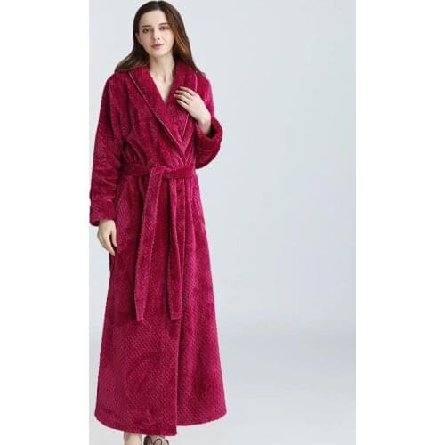 Womens Fluffy Bathrobe Fleece Autumn Winter Thick Flannel Ladies Dressing Gown Long Sleeve Kimono Terry Robes for Couple 2021