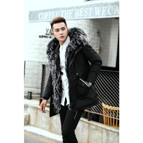 Winter Duck Down Jacket Men Warm Real Raccoon Fur Coat 2020 New Couple Long Hoody Overcoat Yongth Parka Plus Size 5XL LX2439