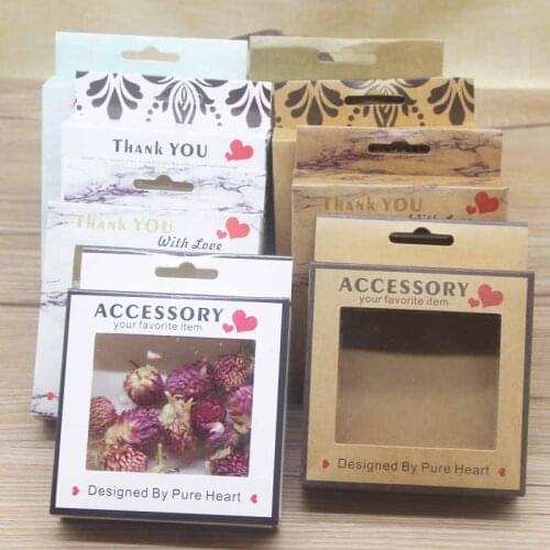 10pcs 10x10x2.5cm DIY wedding candy Gift Box with Clear Window Hang Hole Packaging Boxes Party favors hanger window Box package