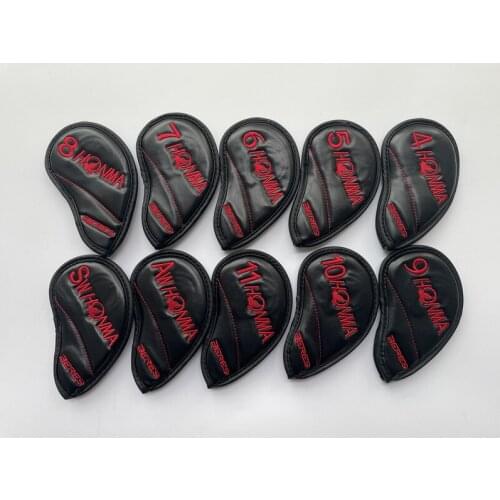 10PCS HONMA BERES Golf Head Cover Golf Irons Head Cover Black/Red 4-11AS PU Leather Golf Irons Head Cover Free Shipping