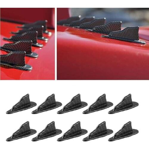 10pcs/Set Car Roof Fin Car Spoiler Universal Tuning Roof Diffuser Shark Fins Spoilers Wing Kit Air Vortex Generator Carbon Fiber