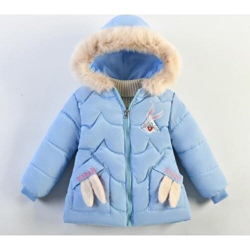 2021 Girls Jackets Fashion Children Clothing Coat Baby Kids Winter Warm Hooded Outerwear For Girl Jacket Cute Thicken Coat Hat