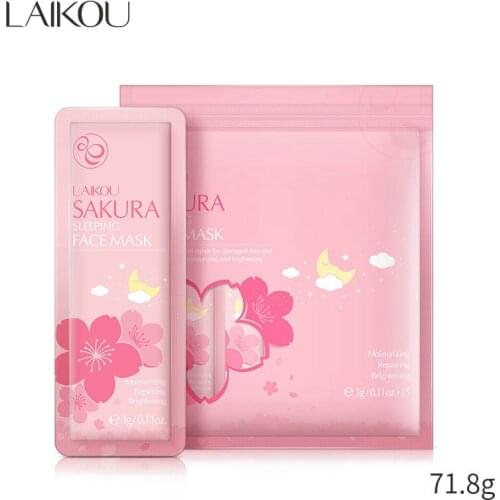 3g*15 Pieces LAIKOU Cherry Blossom Sleep Mask Bag Disposable Repair The Damaged Skin Keep Skin Moisturizing And Brightening Mask
