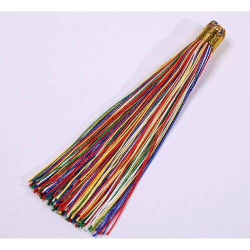 5 pcs/lot Hanging Rope 12cm Colorful Silk Tassel With Plate Long Fringe Pendant Finding Accessories for DIY Necklaces Jewelry