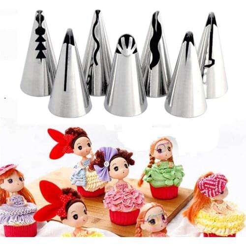 7pcs/set Wedding Russian Nozzles Pastry Puff Skirt Icing Piping Nozzles Pastry Decorating Tips Cake Cupcake Decorator Tool