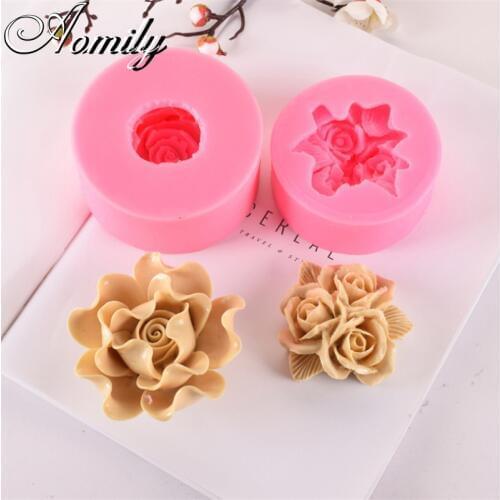 Aomily Rose Flower 1/3pcs Silicon Chocolate Jelly Candy Bakeware Mold DIY Pastry Ice Block Soap Mould Baking Tool Flower Mold