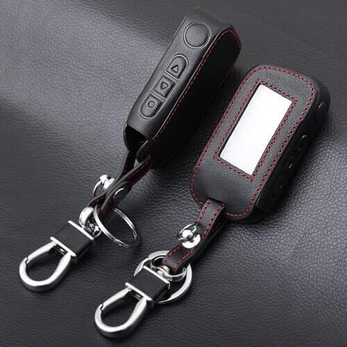 Real Leather Car Key Case For Starline A93 A63 A36 A39 A66 A96 Two Way Car Alarm LCD Remote Control Keychain Protect Cover Skin