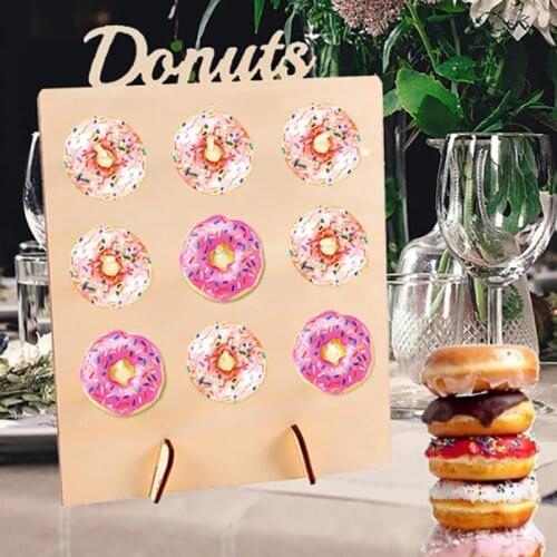 10pcs Wood Donut Wall Display Stand Holder Wedding Birthday Party Baby Showers Decoration Treat Yourself Reusable Dounut Display
