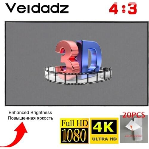 VEIDADZ Projector-Screen 4:3 100 84 72 60 30inch 3D 1080P HD Foldable Portable Projection Movies Screen Theater Outdoor Indoor