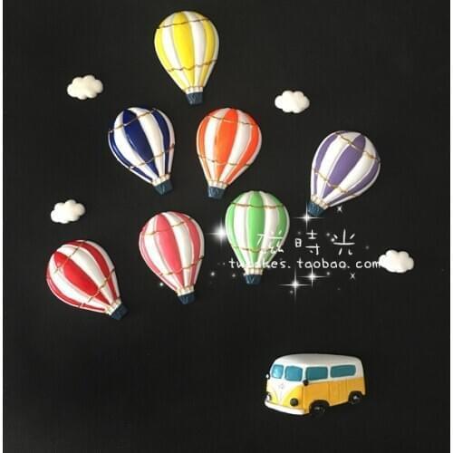 Export American style rural colorful hot air balloon bus car magnetic refrigerator stickers
