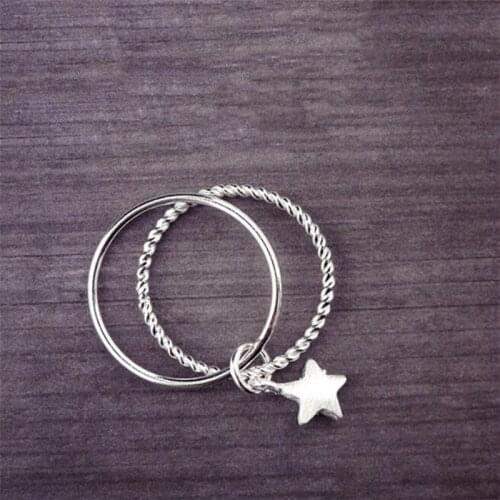 Season Gate 925 Sterling Silver Simple Personality Elegant Multi-layer Star Adjustable Size Open Ring SR191
